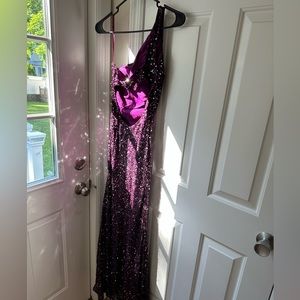 Purple Scala one shoulder Sequined Prom Dress
